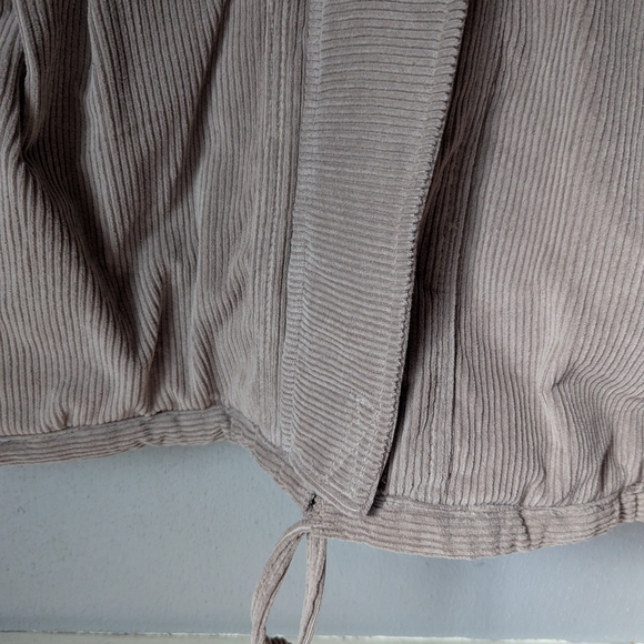 Vintage Women's Taupe Corduroy Puffer Jacket With  Leather & Knit Detailing - Picture 2 of 16